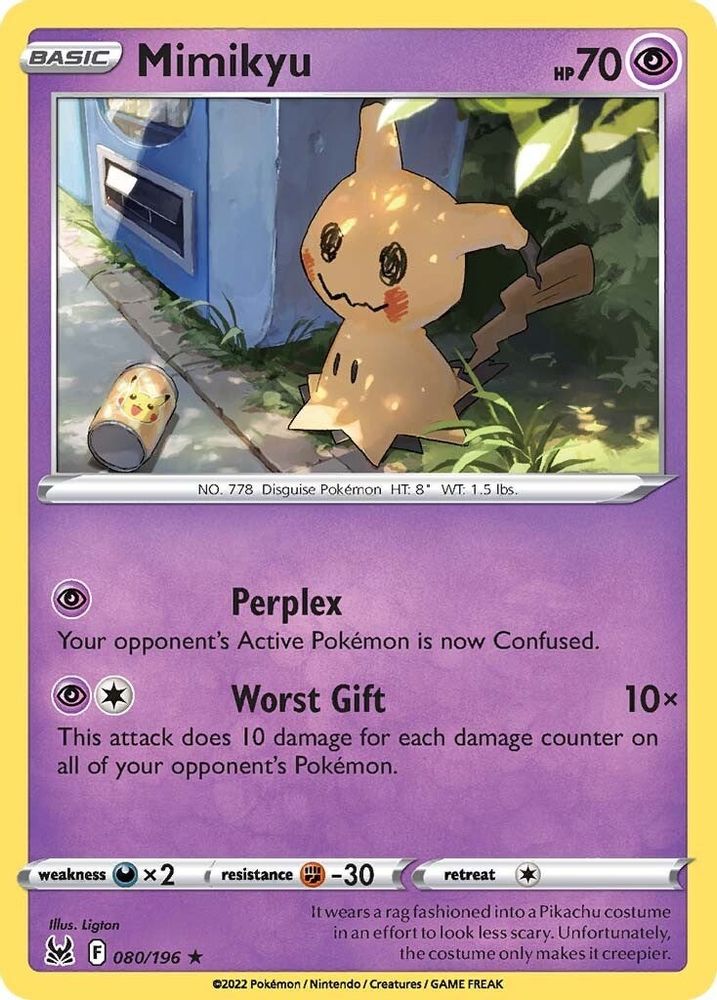 Mimikyu 080 - Reverse Holofoil SWSH11 Lost Origin - Rare