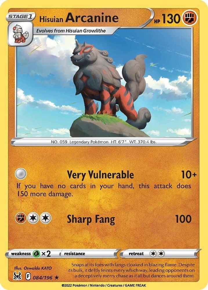 Hisuian Arcanine 084 - Holofoil SWSH11 Lost Origin - Holo Rare