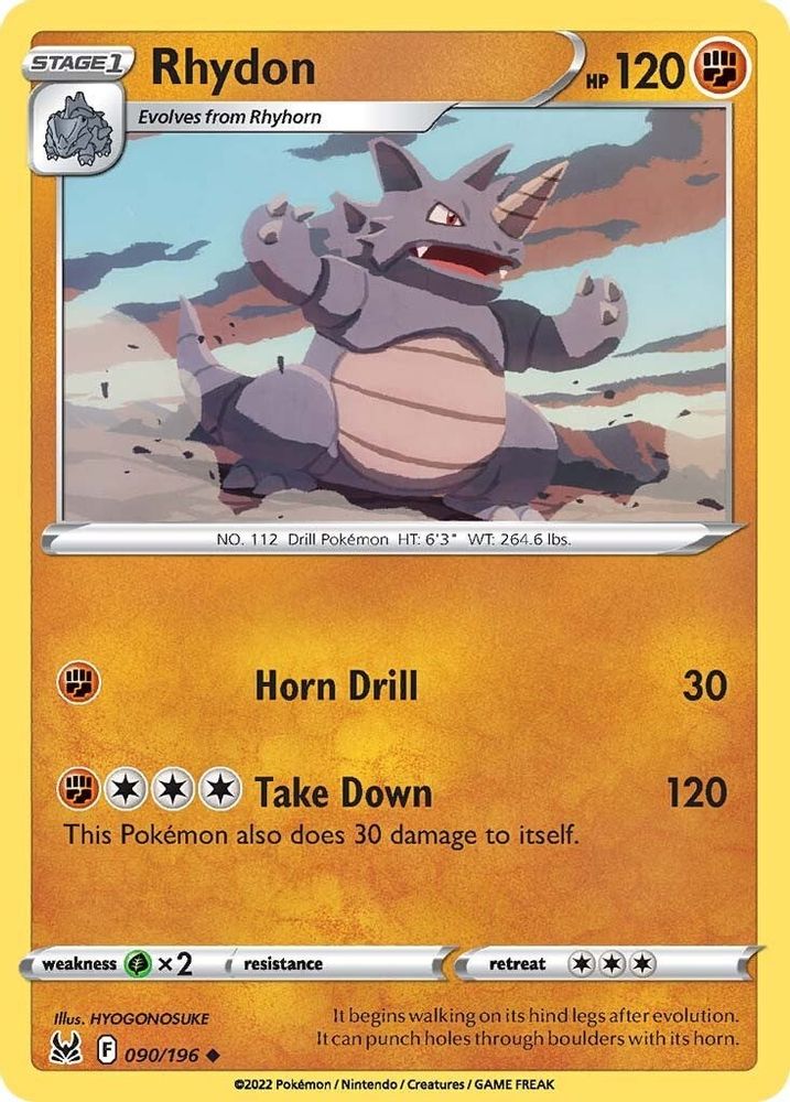 Rhydon 090 - Reverse Holofoil SWSH11 Lost Origin - Uncommon