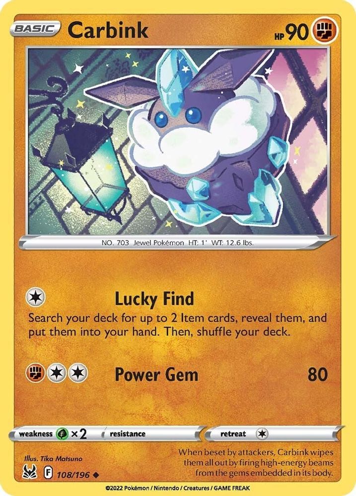 Carbink 108 - Reverse Holofoil SWSH11 Lost Origin - Uncommon