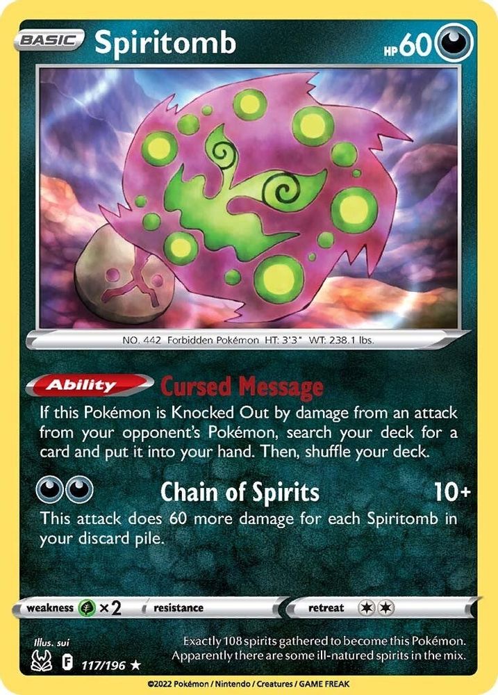 Spiritomb 117 - Reverse Holofoil SWSH11 Lost Origin - Rare