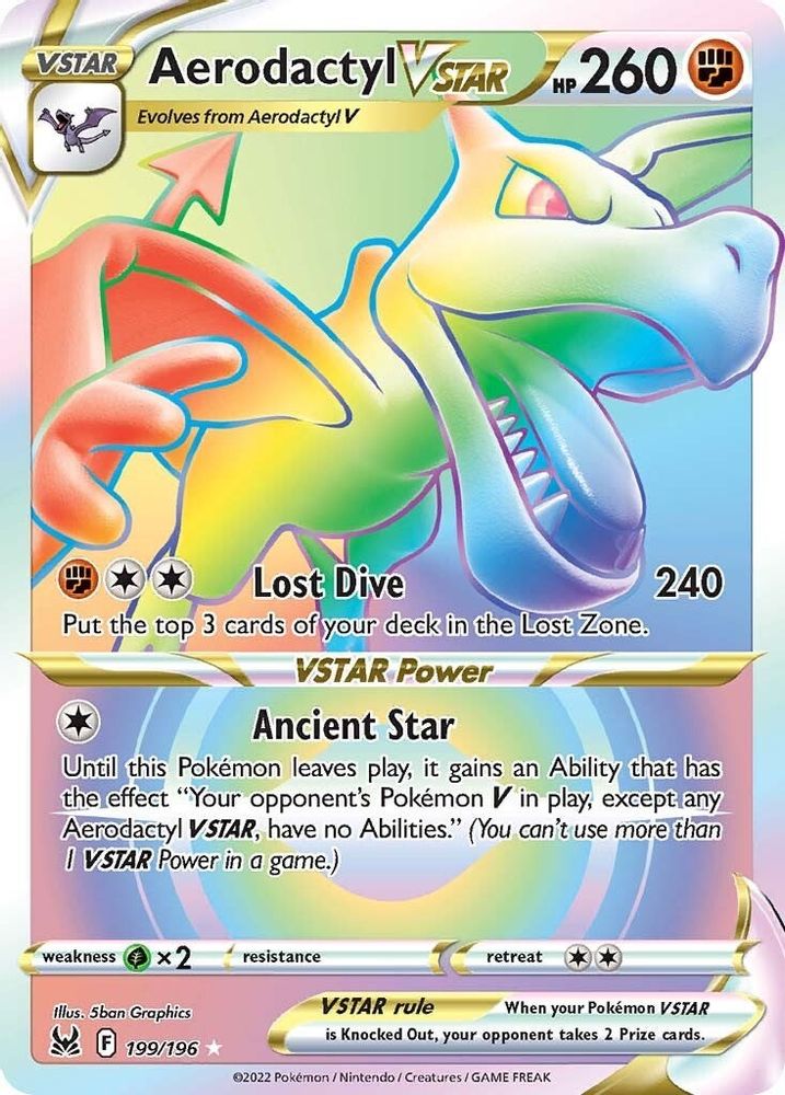Aerodactyl VSTAR (Secret) 199 - Holofoil SWSH11 Lost Origin - Secret Rare