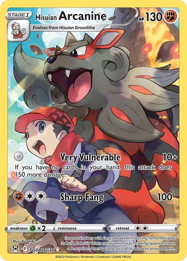 Hisuian Arcanine TG08 - Holofoil SWSH11 Lost Origin Trainer Gallery - Ultra Rare