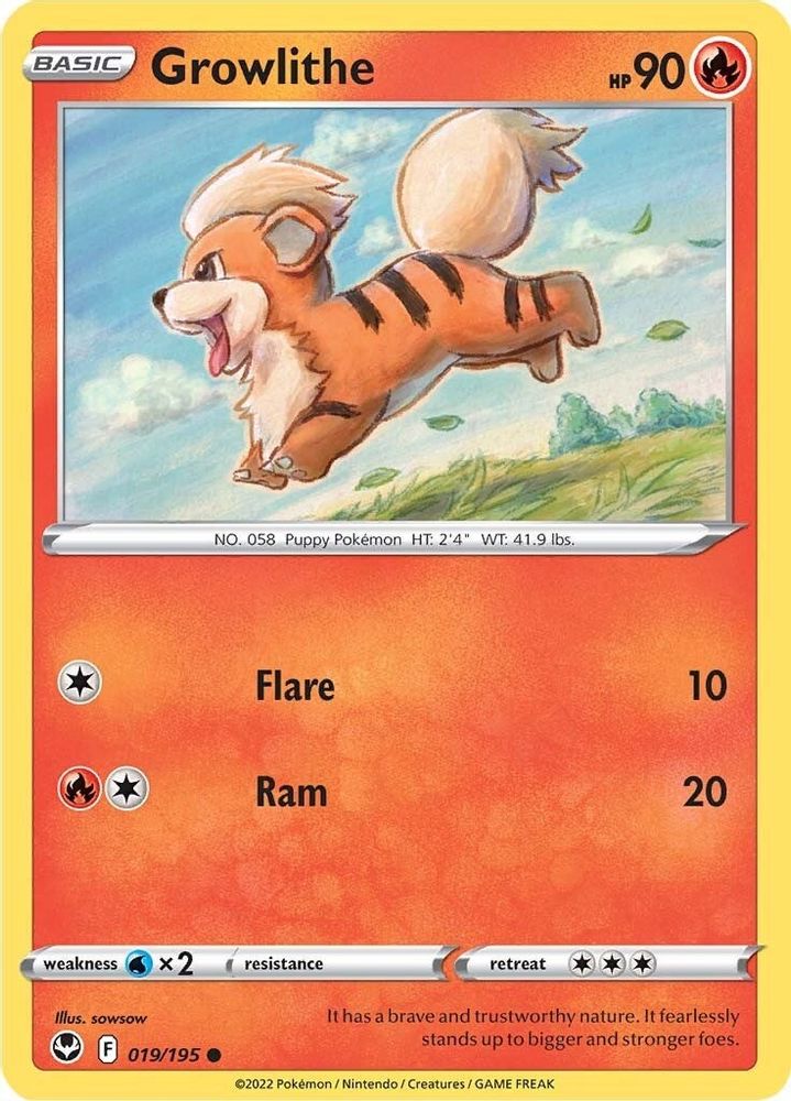 Growlithe 019 - Reverse Holofoil SWSH12 Silver Tempest - Common