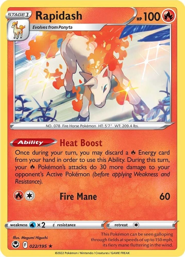 Rapidash 022 - Reverse Holofoil SWSH12 Silver Tempest - Holo Rare