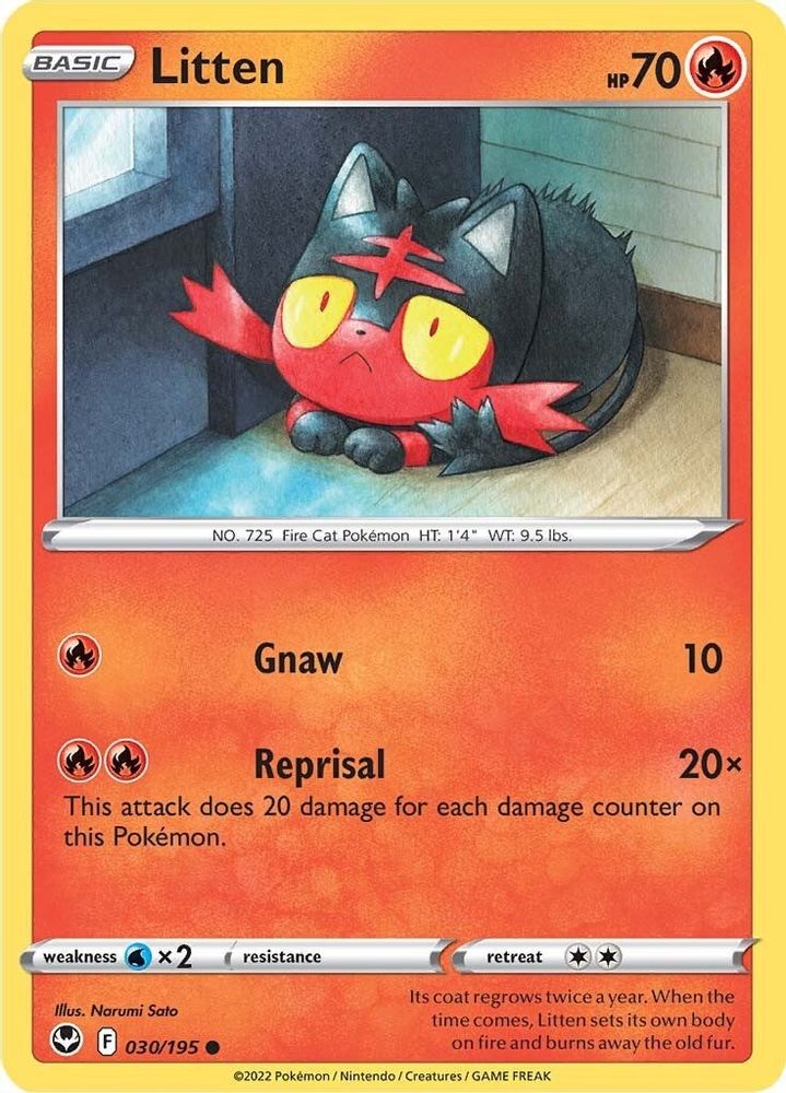 Litten 030 - Reverse Holofoil SWSH12 Silver Tempest - Common