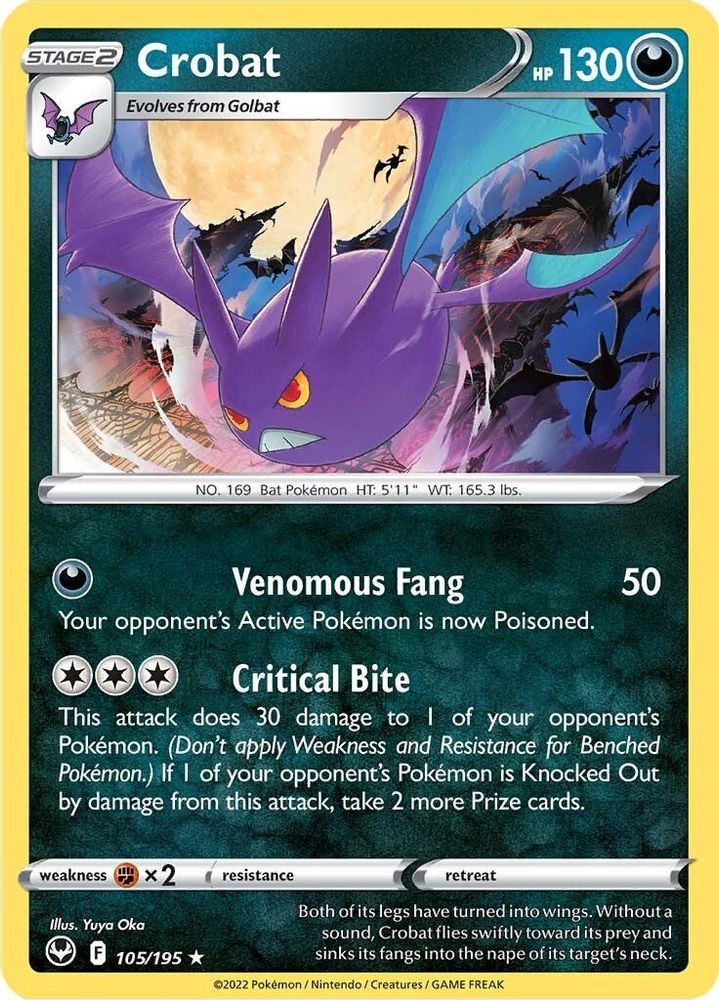 Crobat 105 - Reverse Holofoil SWSH12 Silver Tempest - Holo Rare