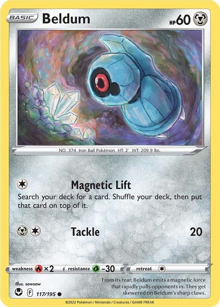 Beldum 117 - Reverse Holofoil SWSH12 Silver Tempest - Common