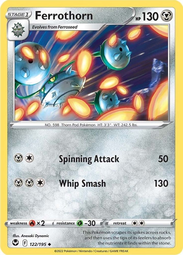 Ferrothorn 122 - Reverse Holofoil SWSH12 Silver Tempest - Uncommon
