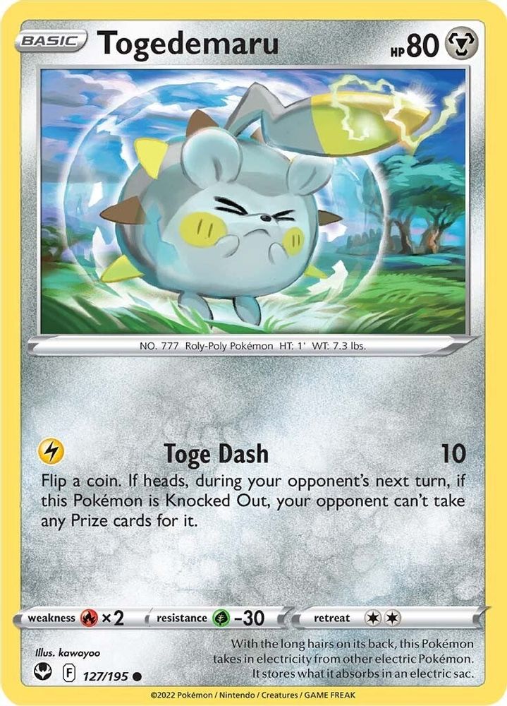 Togedemaru 127 - Reverse Holofoil SWSH12 Silver Tempest - Common