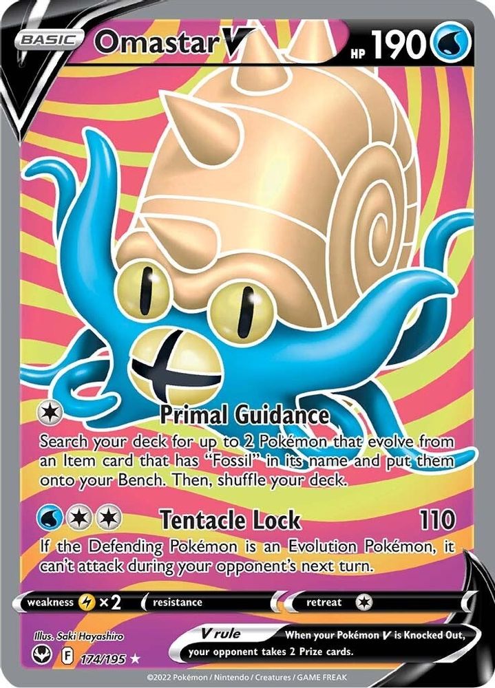 Omastar V (Full Art) 174 - Holofoil SWSH12 Silver Tempest - Ultra Rare