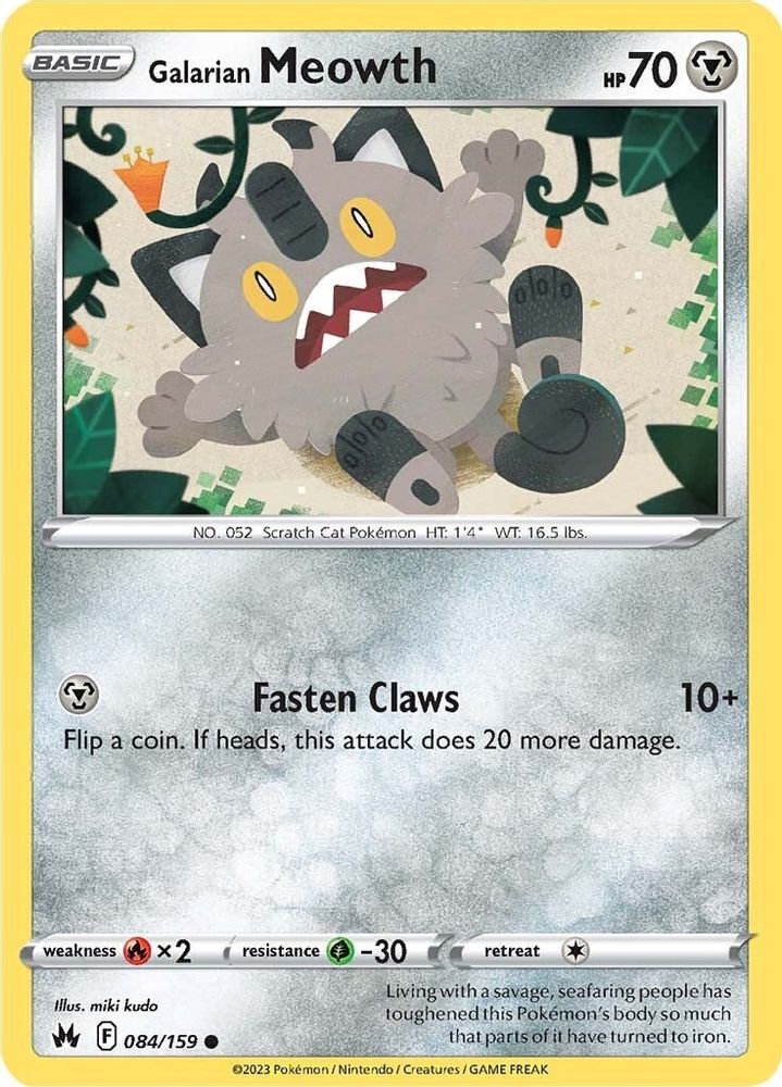 Galarian Meowth 084 Crown Zenith - Common