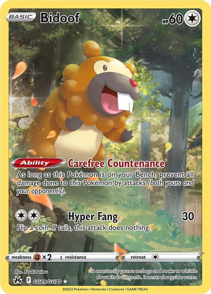 Bidoof GG29 - Holofoil Crown Zenith Galarian Gallery - Ultra Rare