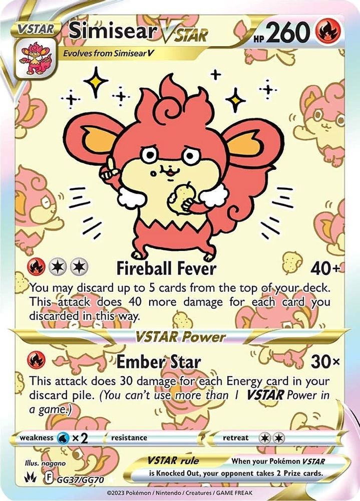 Simisear VSTAR GG37 - Holofoil Crown Zenith Galarian Gallery - Ultra Rare