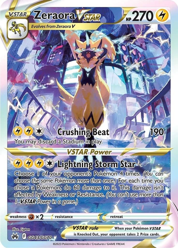 Zeraora VSTAR GG43 - Holofoil Crown Zenith Galarian Gallery - Ultra Rare