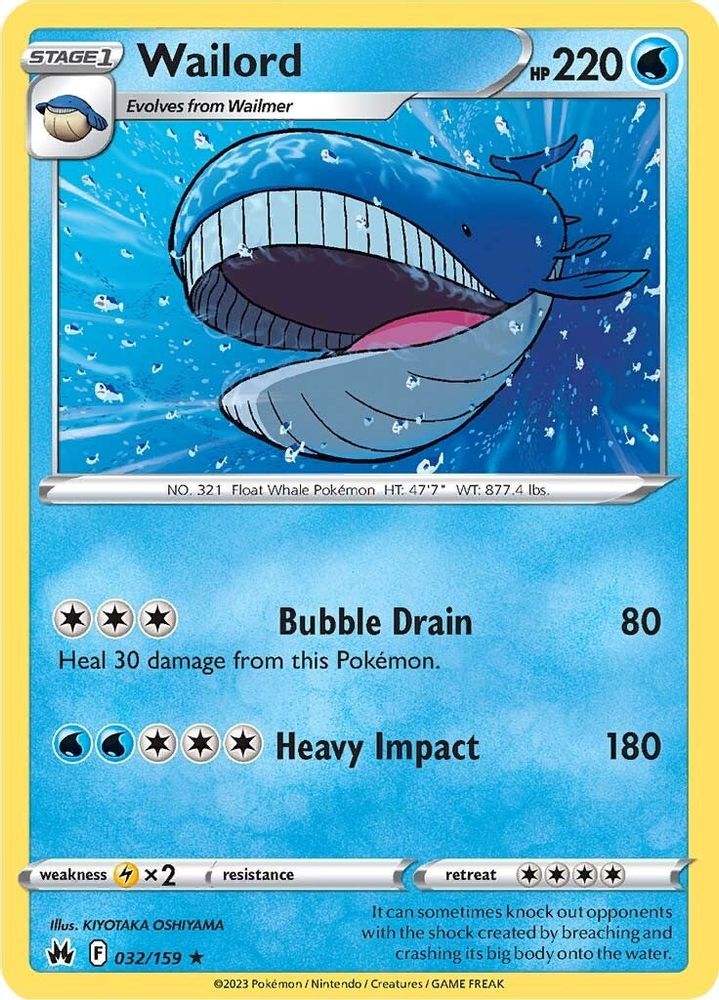 Wailord 032 - Reverse Holofoil Crown Zenith - Rare