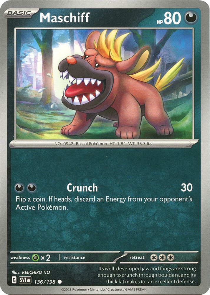 Maschiff 136/198 - Reverse Holofoil SV01 Scarlet & Violet Base Set - Common