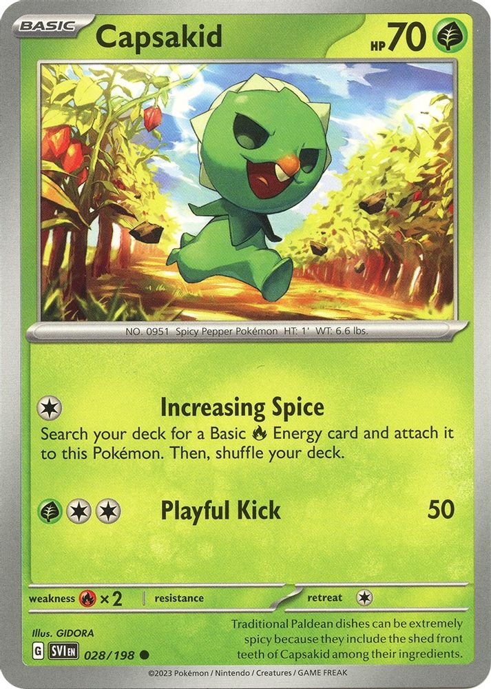 Capsakid 028/198 - Reverse Holofoil SV01 Scarlet & Violet Base Set - Common