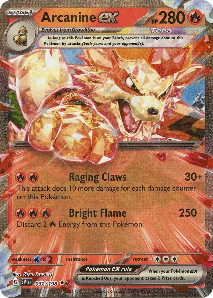 Arcanine ex 032/198 - Holofoil SV01 Scarlet & Violet Base Set - Double Rare