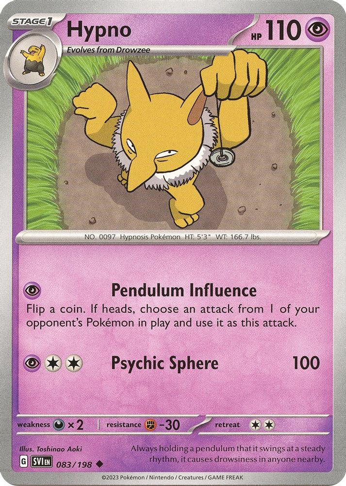 Hypno 083 - Reverse Holofoil SV01 Scarlet & Violet Base Set - Uncommon