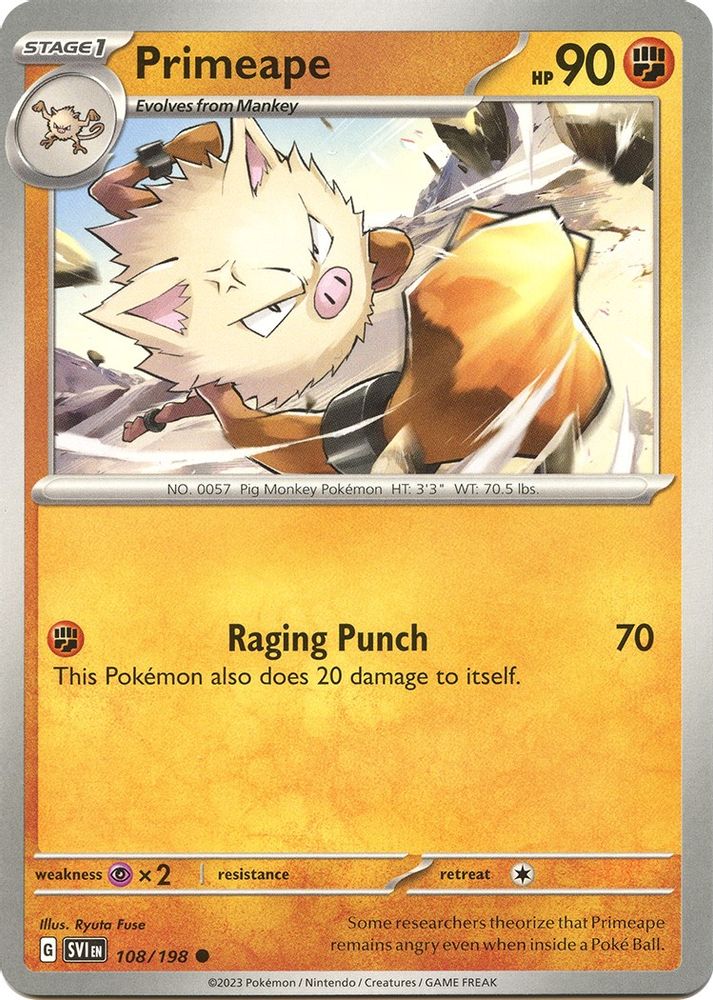 Primeape 108 SV01 Scarlet & Violet Base Set - Common