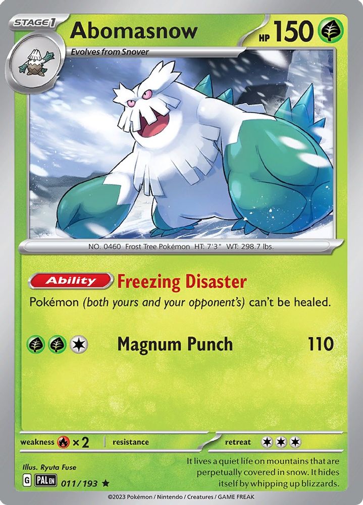 Abomasnow 011 - Reverse Holofoil SV02 Paldea Evolved - Rare
