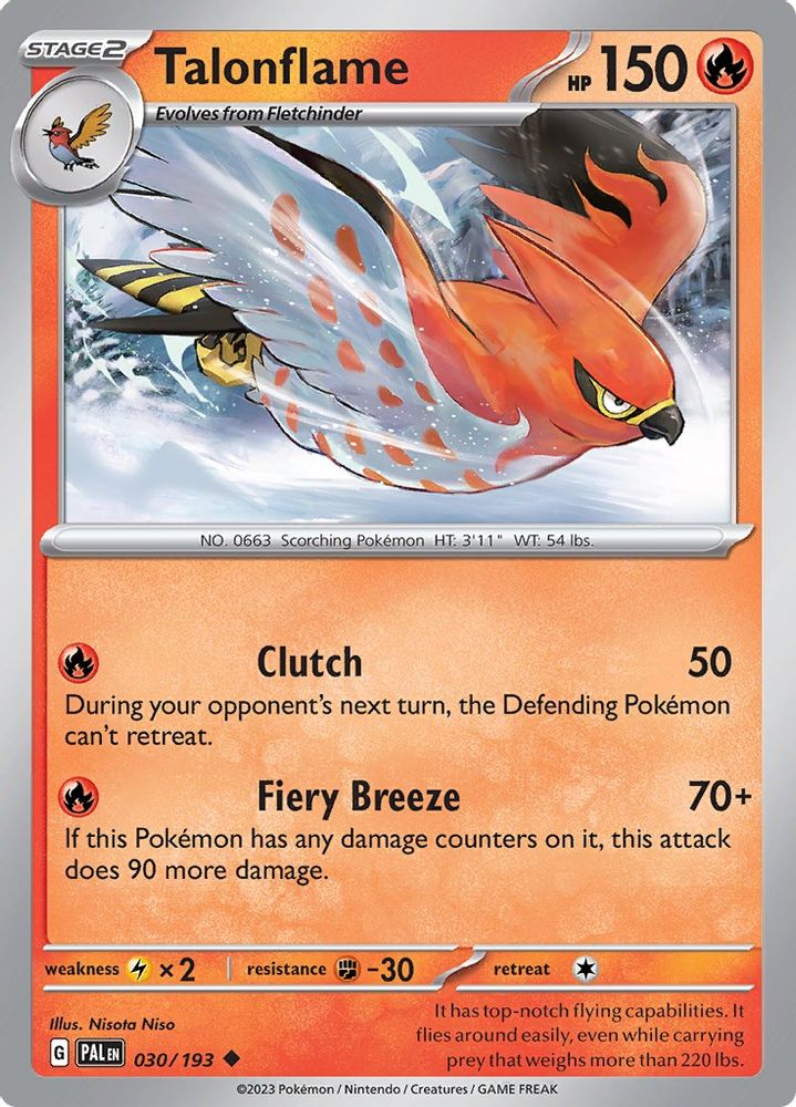 Talonflame 030 - Reverse Holofoil SV02 Paldea Evolved - Uncommon