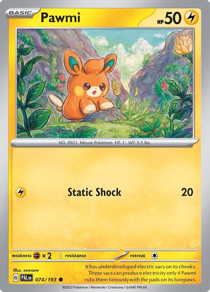 Pawmi 074 - Reverse Holofoil SV02 Paldea Evolved - Common