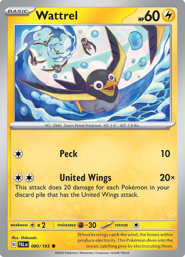 Wattrel 080/193 - Reverse Holofoil SV02 Paldea Evolved - Common