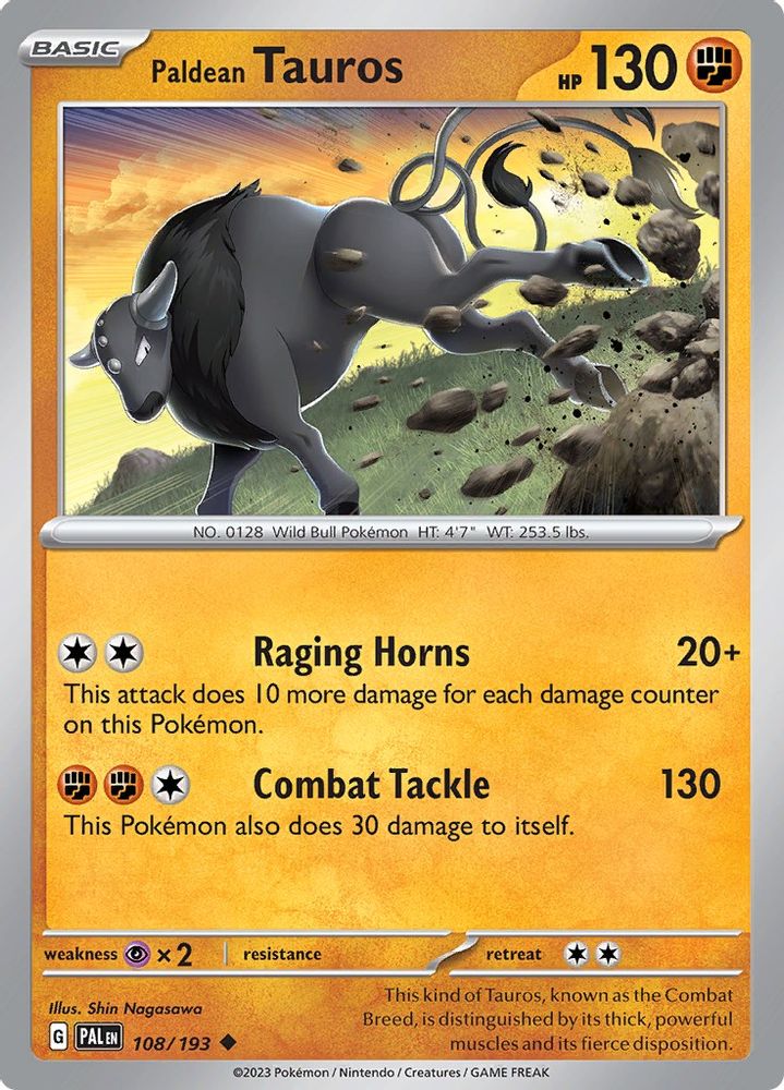 Paldean Tauros 108/193 - Reverse Holofoil SV02 Paldea Evolved - Uncommon
