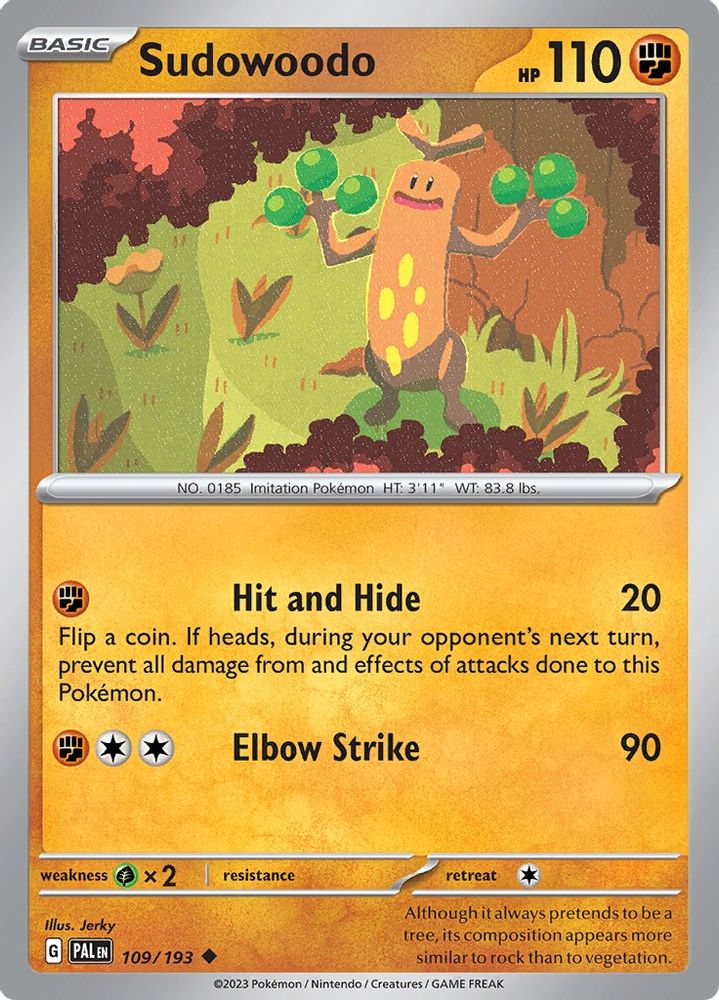 Sudowoodo 109 - Reverse Holofoil SV02 Paldea Evolved - Uncommon