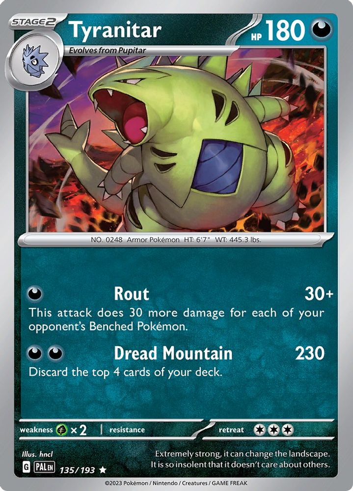 Tyranitar 135/193 - Reverse Holofoil SV02 Paldea Evolved - Rare
