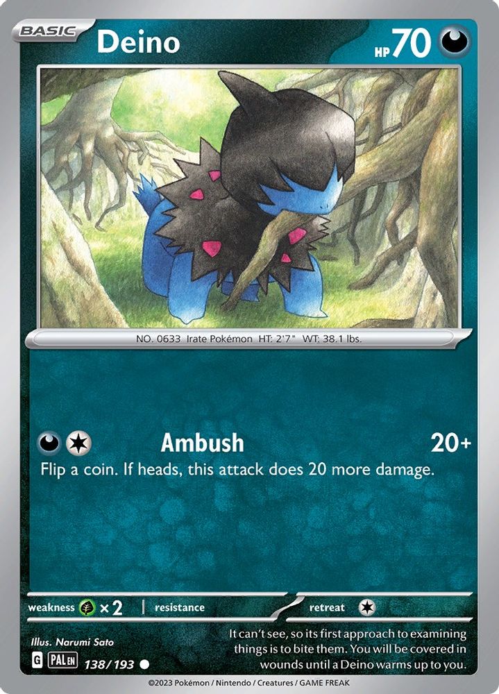 Deino 138 - Reverse Holofoil SV02 Paldea Evolved - Common