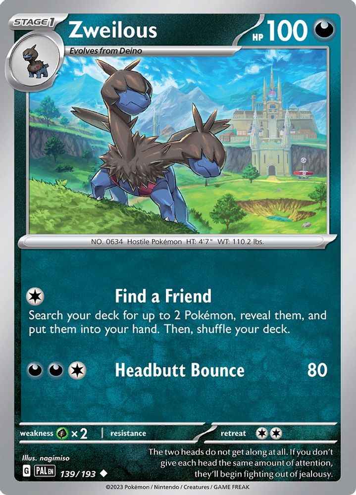 Zweilous 139 - Reverse Holofoil SV02 Paldea Evolved - Uncommon