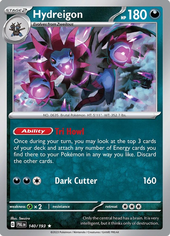 Hydreigon 140 - Reverse Holofoil SV02 Paldea Evolved - Rare