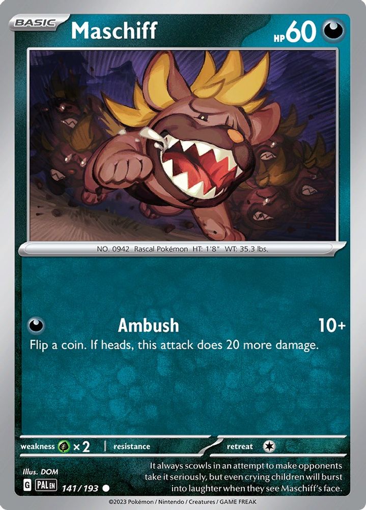 Maschiff 141/193 - Reverse Holofoil SV02 Paldea Evolved - Common