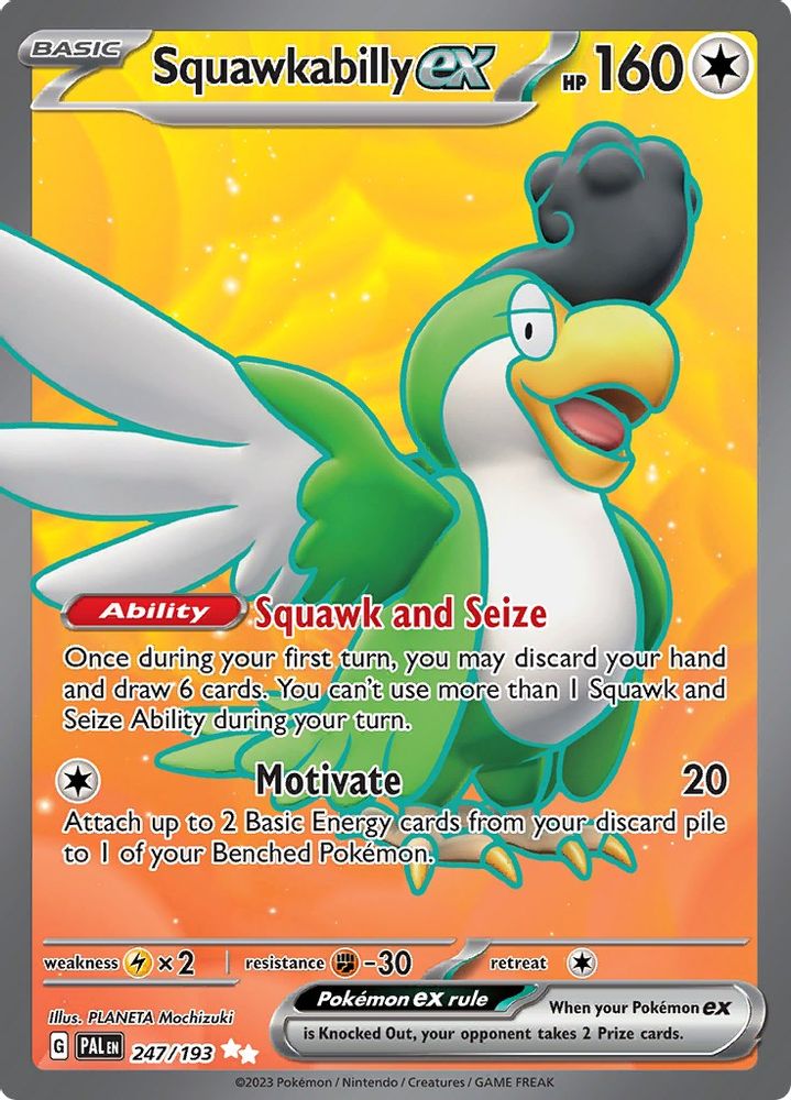 Squawkabilly ex 247/193 - Holofoil SV02 Paldea Evolved - Ultra Rare