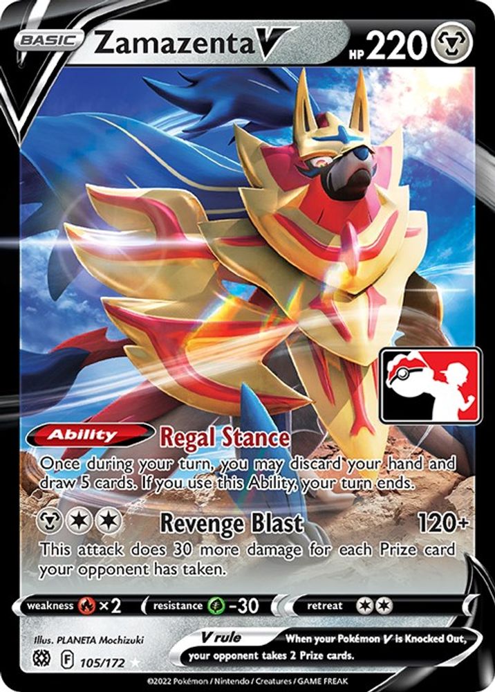 Zamazenta V 105/172 - Holofoil Prize Pack Series Cards - Ultra Rare