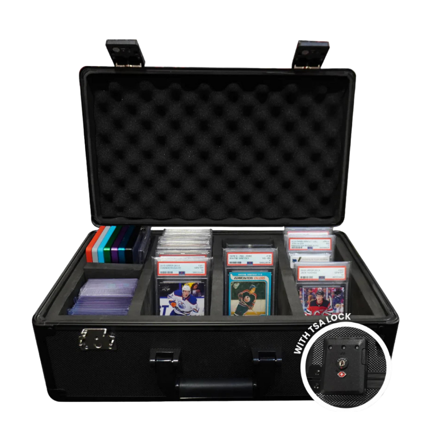 EVORETRO Four-Row Aluminum Graded Card Storage Box, Key Lock