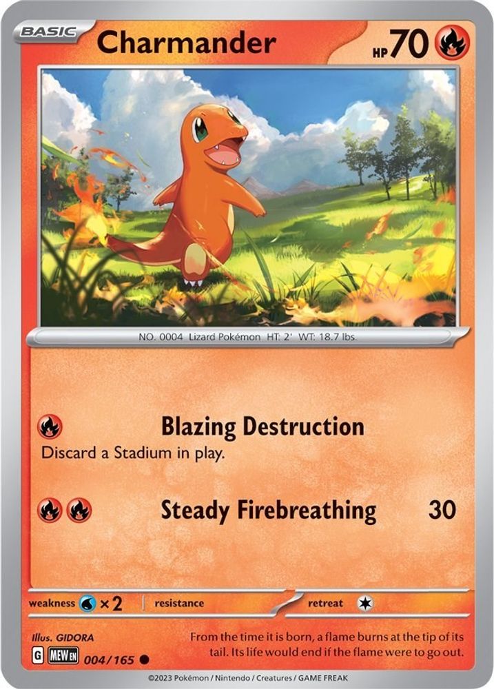Charmander 004/165 - Reverse Holofoil SV Scarlet & Violet 151 - Common