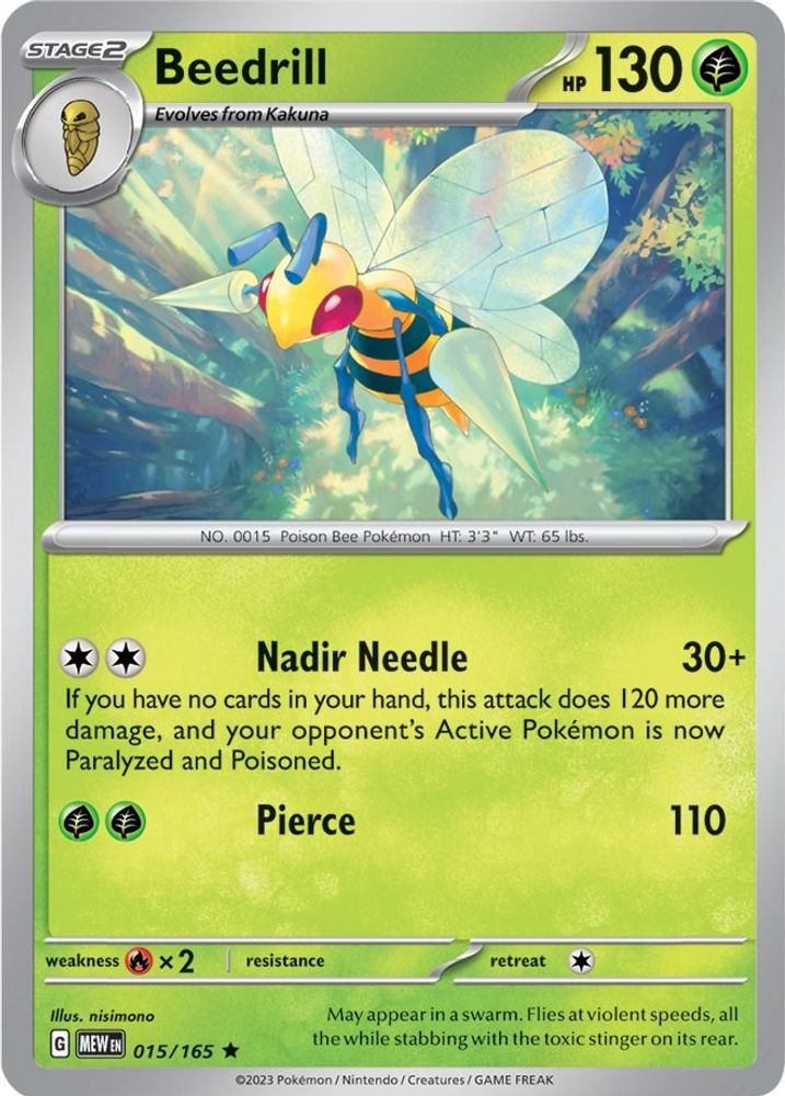 Beedrill 015 - Reverse Holofoil SV Scarlet & Violet 151 - Rare