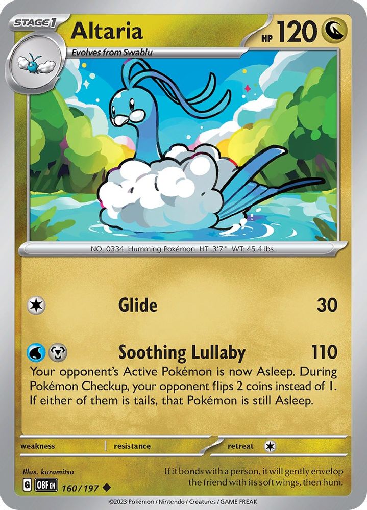 Altaria 160 - Reverse Holofoil SV03 Obsidian Flames - Uncommon