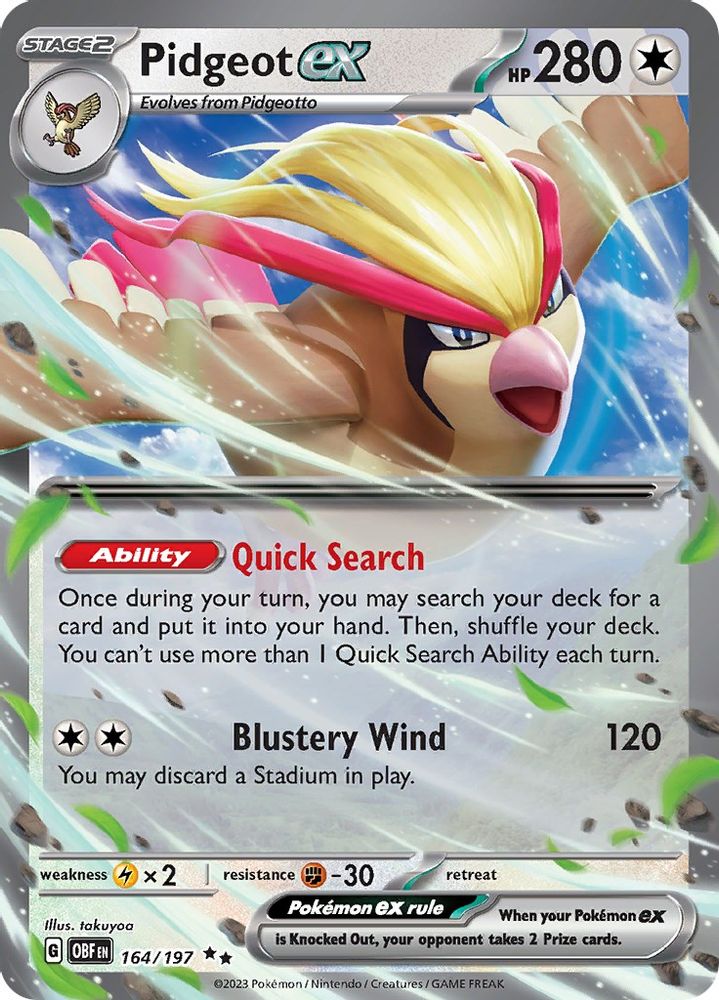 Pidgeot ex 164 - Holofoil SV03 Obsidian Flames - Double Rare