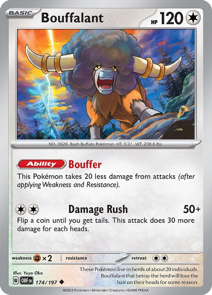 Bouffalant 174 - Reverse Holofoil SV03 Obsidian Flames - Uncommon