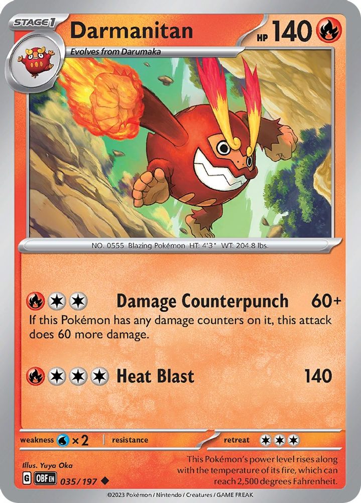 Darmanitan 035 - Reverse Holofoil SV03 Obsidian Flames - Uncommon