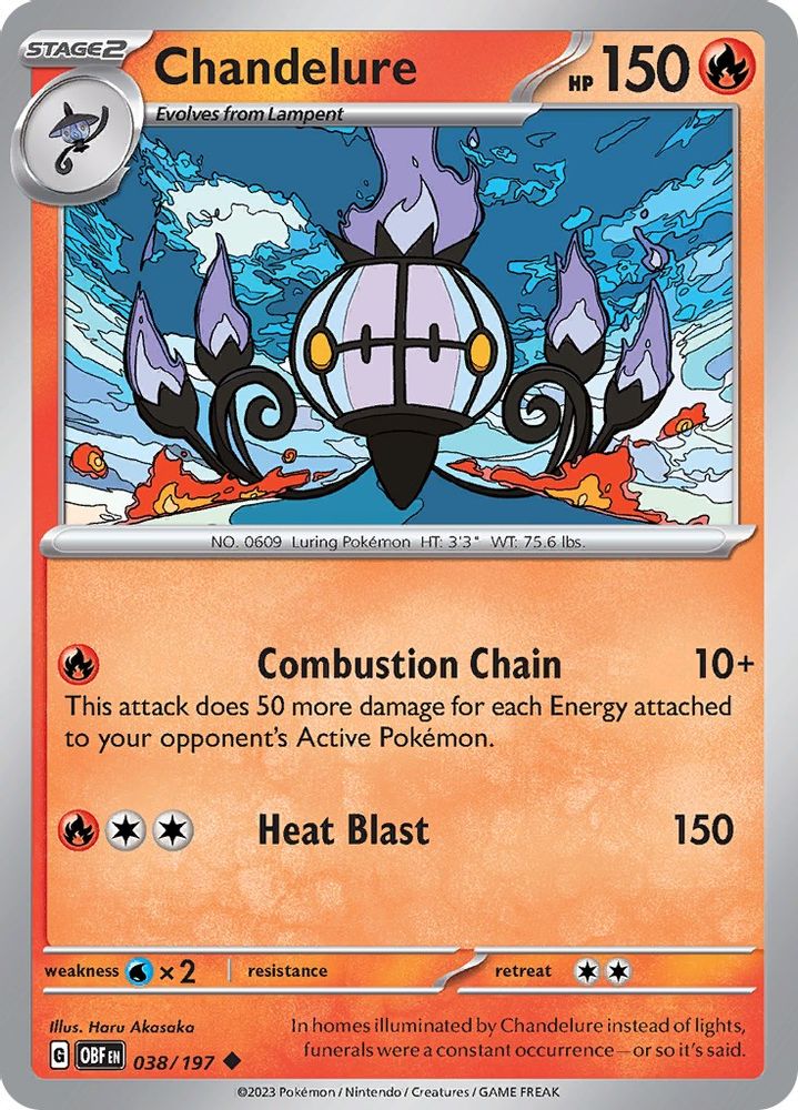 Chandelure 038 - Reverse Holofoil SV03 Obsidian Flames - Uncommon