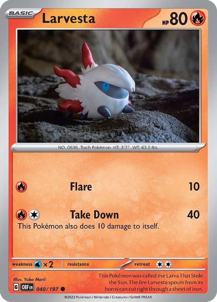 Larvesta 040 - Reverse Holofoil SV03 Obsidian Flames - Common