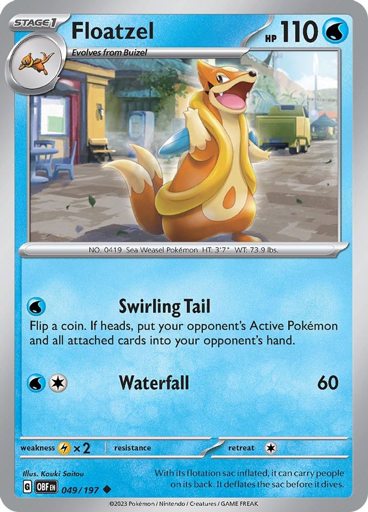 Floatzel 049 - Reverse Holofoil SV03 Obsidian Flames - Uncommon