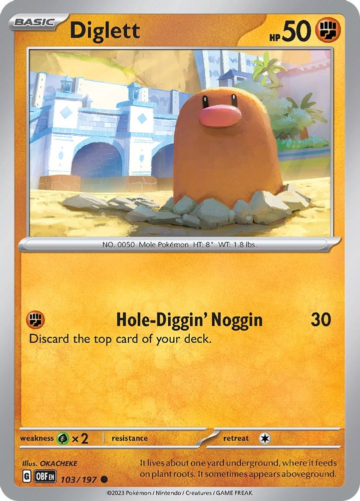 Diglett 103 - Reverse Holofoil SV03 Obsidian Flames - Common