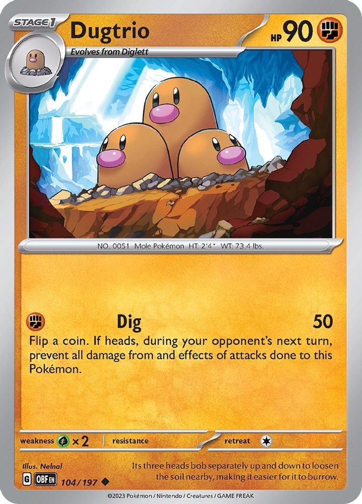 Dugtrio 104 SV03 Obsidian Flames - Uncommon
